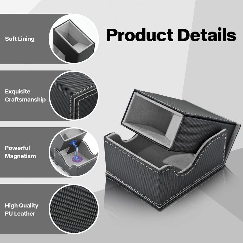 Stepane Dice Roller Tower, Premium DND Magnetic Dice Tray, Foldable PU Leather Dice Tower RPG Gifts for Dungeons and Dragons MTG Dm & Player Black/Grey - Image 4
